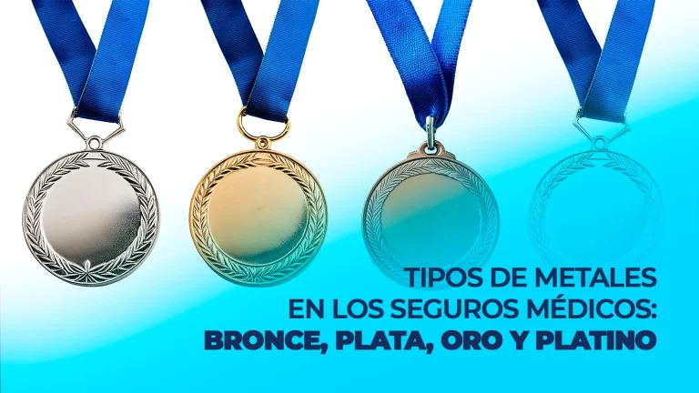 Infografía de tipos de metales en los seguros médicos Bronce Plata Oro Platino